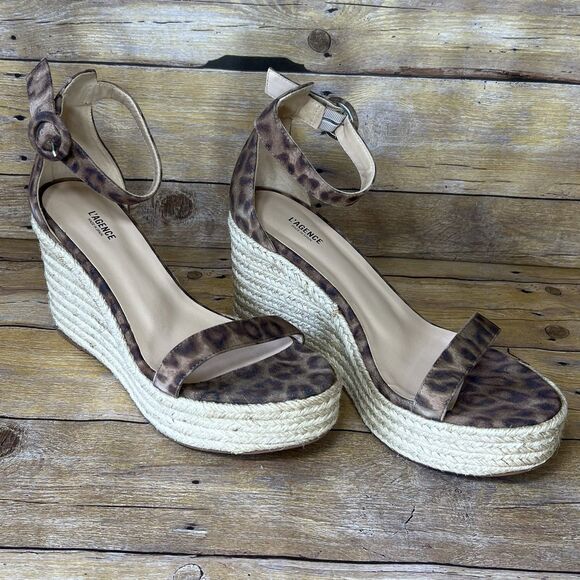L’AGENCE New Elysee Suede Espadrille Wedge Sandals in Cheetah Size 9.5 (EU 40) - Picture 4 of 16
